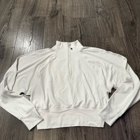 Lululemon Women's Cream ivory Quarter-Zip Top sweater thumb sleeve size 4 - Picture 4 of 11
